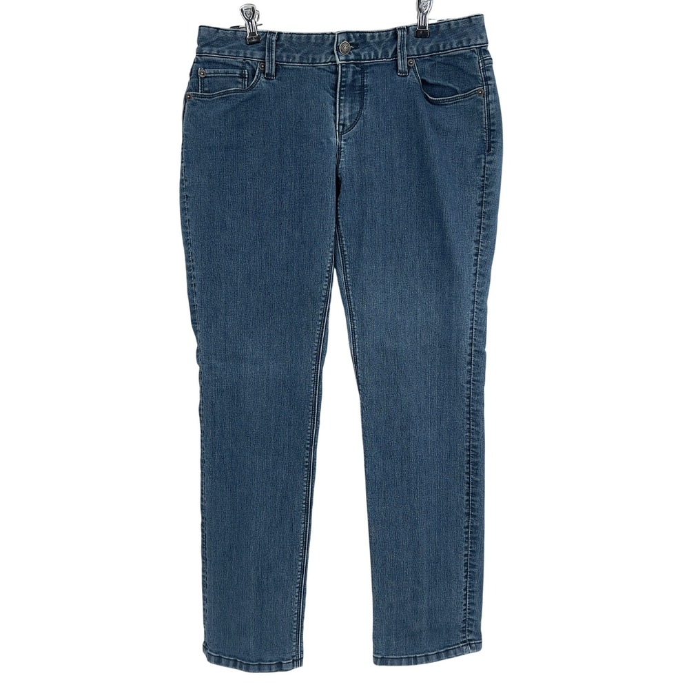 Loft Womens Curvy Straight Leg Jeans Blue Medium Wash Stretch Denim 8P 29W